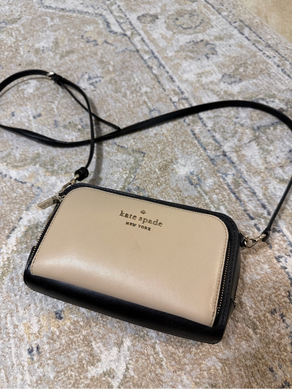 kate spade Black & Beige Two-Tone Crossbody Wallet